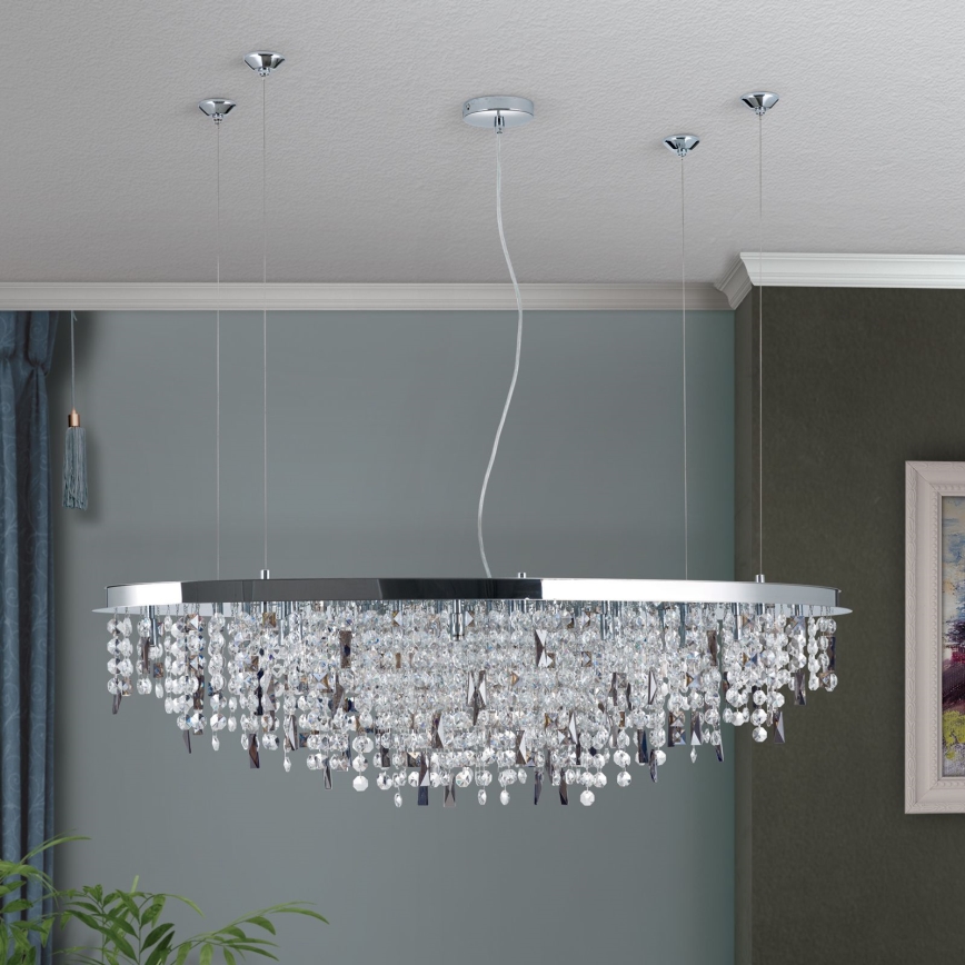 Żyrandol kryształowy na lince CRYSTALRIVER 21xG9/40W/230V chrom błyszczący