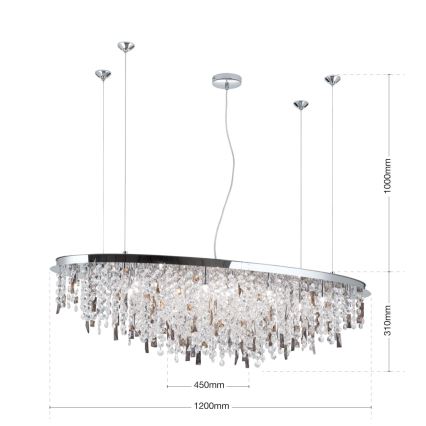Żyrandol kryształowy na lince CRYSTALRIVER 21xG9/40W/230V chrom błyszczący