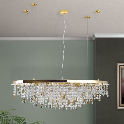 Żyrandol kryształowy na lince CRYSTALRIVER 21xG9/40W/230V złoty