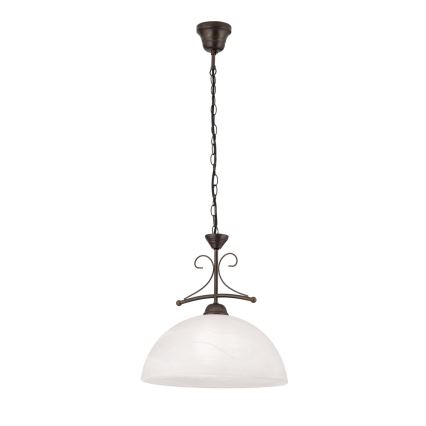 Żyrandol łańcuchowy RULA 1xE27/40W/230V śr. 35 cm biały/brązowy