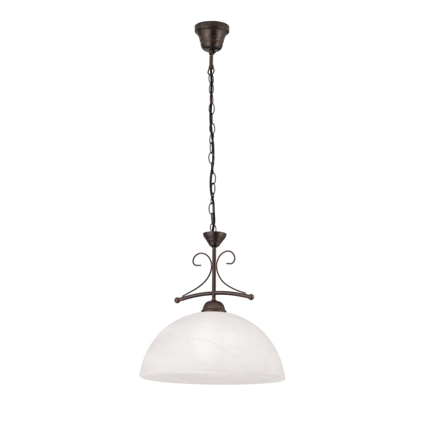 Żyrandol łańcuchowy RULA 1xE27/40W/230V śr. 35 cm biały/brązowy