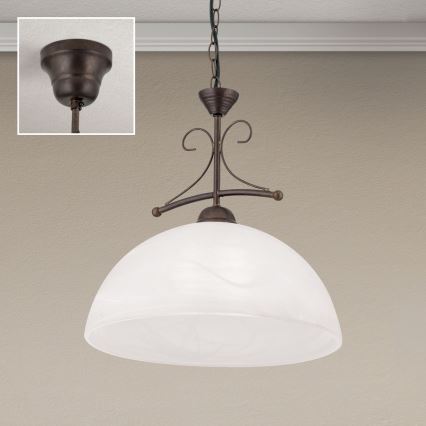 Żyrandol łańcuchowy RULA 1xE27/40W/230V śr. 35 cm biały/brązowy