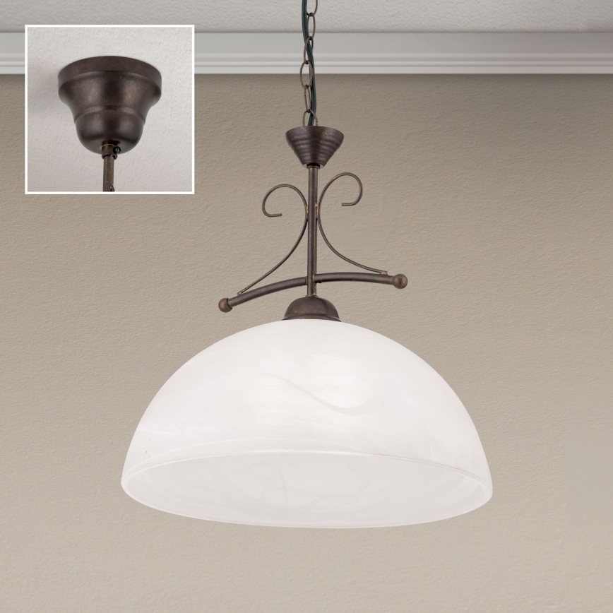Żyrandol łańcuchowy RULA 1xE27/40W/230V śr. 35 cm biały/brązowy