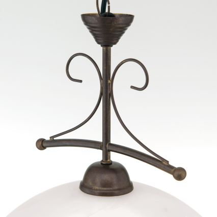 Żyrandol łańcuchowy RULA 1xE27/40W/230V śr. 35 cm biały/brązowy