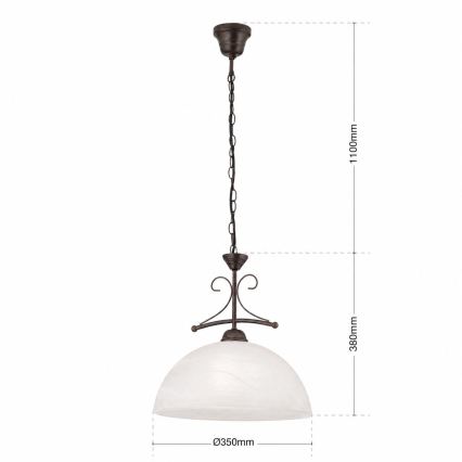 Żyrandol łańcuchowy RULA 1xE27/40W/230V śr. 35 cm biały/brązowy