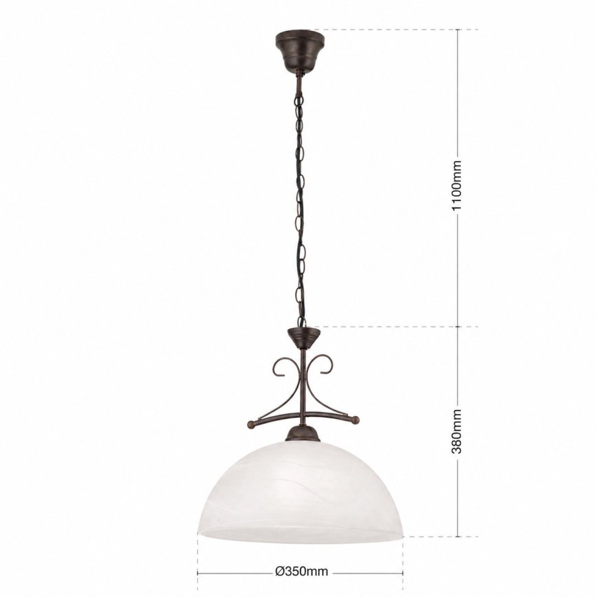 Żyrandol łańcuchowy RULA 1xE27/40W/230V śr. 35 cm biały/brązowy
