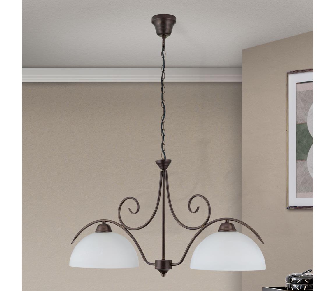 Orion - Żyrandol na łańcuchu RULA 2xE27/40W/230V biały/brązowy