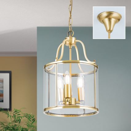 Żyrandol na łańcuchu BRUNO 3xE14/40W/230V średnica 25 cm złoty