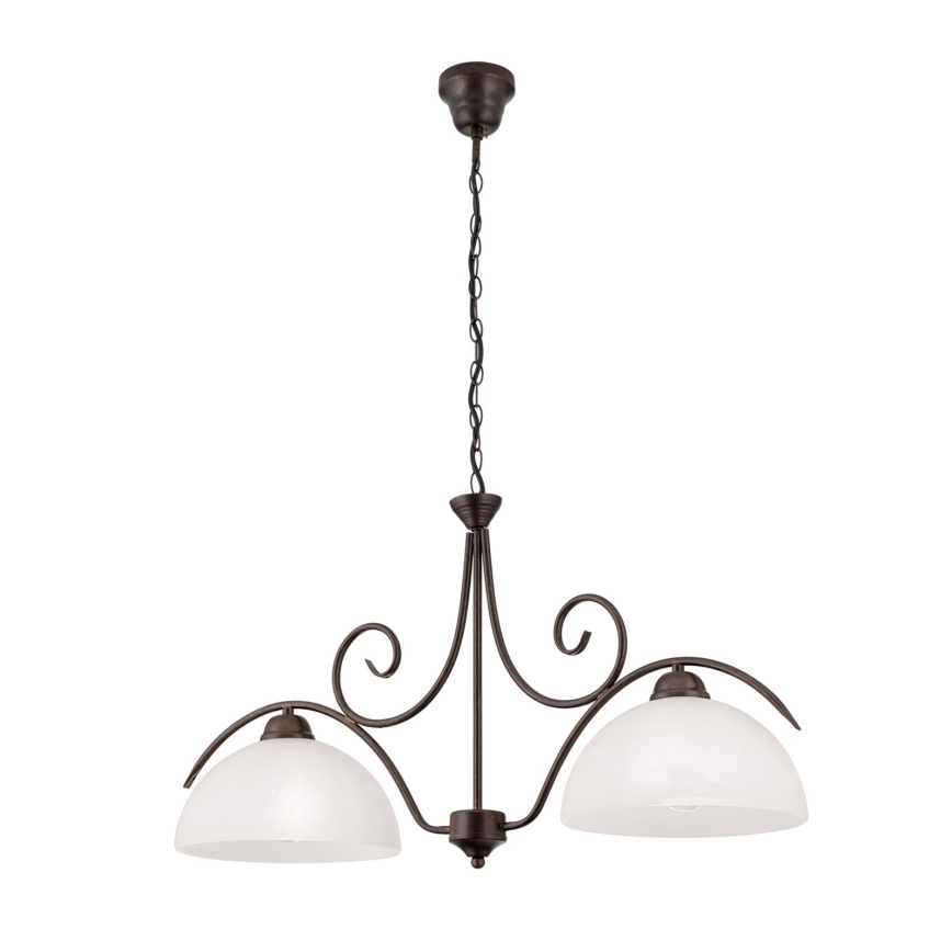 Żyrandol na łańcuchu RULA 2xE27/40W/230V biały/brązowy