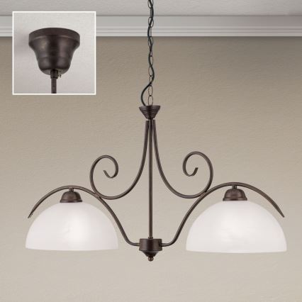 Żyrandol na łańcuchu RULA 2xE27/40W/230V biały/brązowy