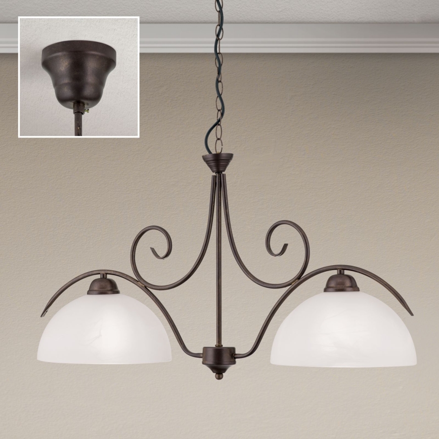 Żyrandol na łańcuchu RULA 2xE27/40W/230V biały/brązowy