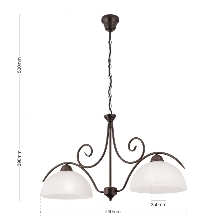 Żyrandol na łańcuchu RULA 2xE27/40W/230V biały/brązowy