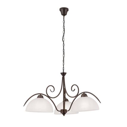 Żyrandol na łańcuchu RULA 3xE27/40W/230V średnica 70 cm biały/brązowy