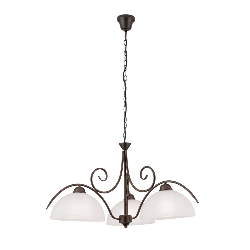 Żyrandol na łańcuchu RULA 3xE27/40W/230V średnica 70 cm biały/brązowy