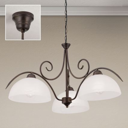 Żyrandol na łańcuchu RULA 3xE27/40W/230V średnica 70 cm biały/brązowy