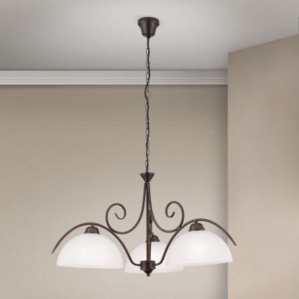 Żyrandol na łańcuchu RULA 3xE27/40W/230V średnica 70 cm biały/brązowy