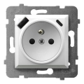 Ospel - Gniazdo domowe bez ramki 230V + 1xUSB-A + 1xUSB-C ARIA białe