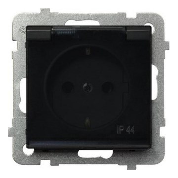 Ospel - Gniazdo zewnętrzne do domu bezramkowe SCHUKO 230 V SONATA IP44 czarne