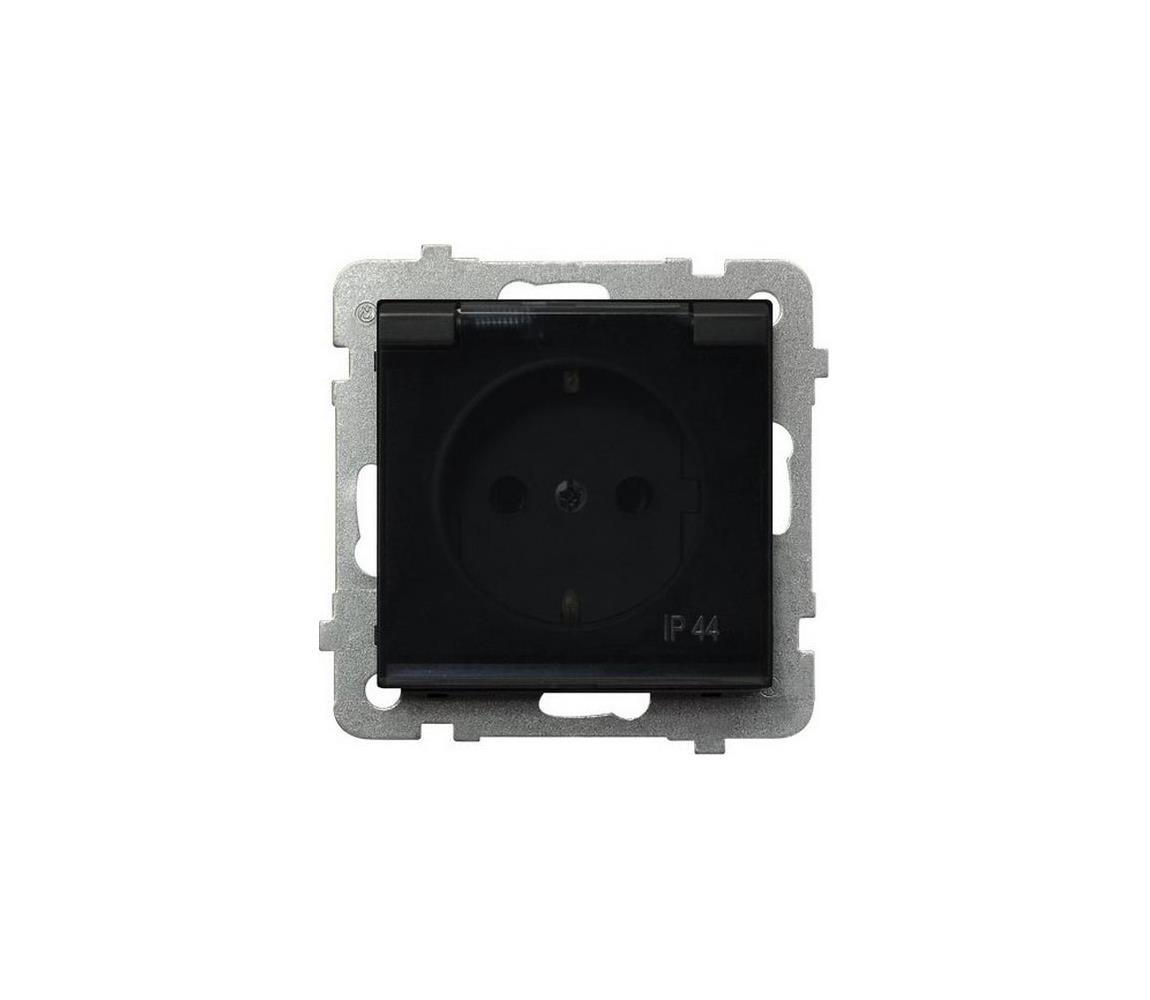 Ospel - Gniazdo zewnętrzne do domu bezramkowe SCHUKO 230 V SONATA IP44 czarne