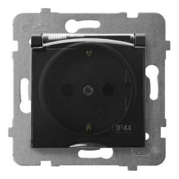 Ospel - Zewnętrzne gniazdo domowe bez ramki Schuko 230 V ARIA IP44 czarne