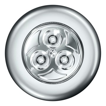 Osram - Dotykowa lampka orientacyjna LED DOT-IT LED/0,2W/3xAAA śr. 6,8 cm srebrna