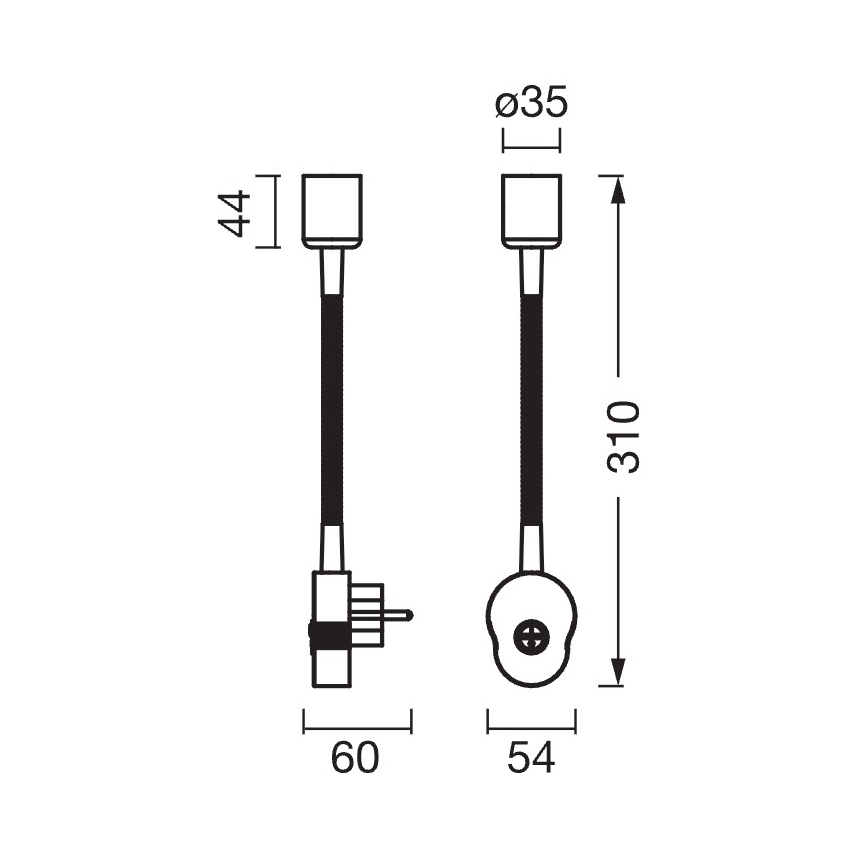 Osram - Elastyczna lampa ścienna PLUG TUBE FLEX 1xGU10/5W/230V czarna