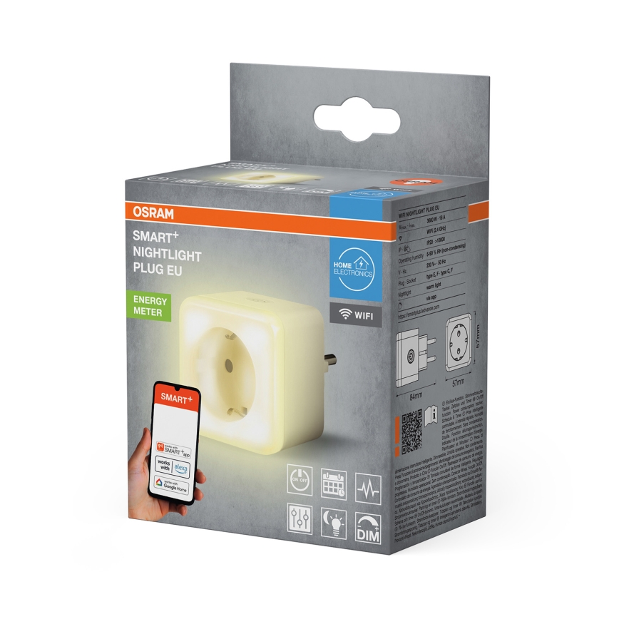 Osram - Gniazdo ściemnialne LED z lampką nocną SCHUKO SMART+ NIGHTLIGHT 3680W/230V Wi-Fi