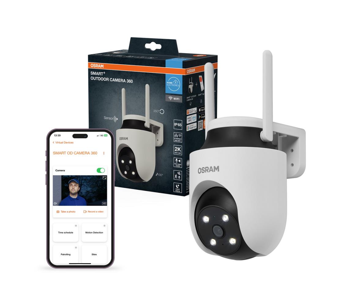 Osram - Inteligentna kamera zewnętrzna 360° z czujnikiem 2K SMART+ 230V IP67 Wi-Fi