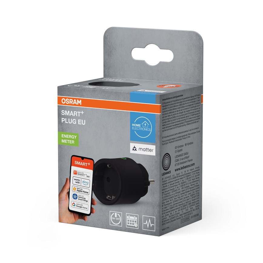 Osram - Inteligentne gniazdko SMART+ MATTER SCHUKO 2300W/230V/10A Wi-Fi czarne