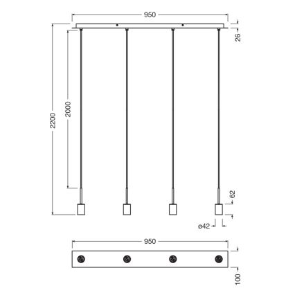 Osram - Kabel zasilający do NEEDLE PENDANT 4xE27/25W/230V antracyt
