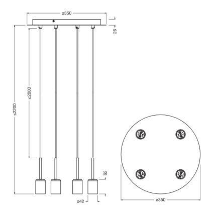Osram - Kabel zasilający NEEDLE PENDANT 4xE27/25W/230V beżowy