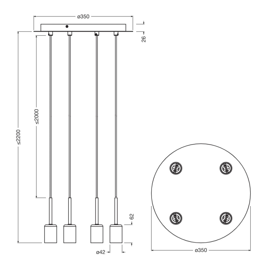 Osram - Kabel zasilający NEEDLE PENDANT 4xE27/25W/230V beżowy