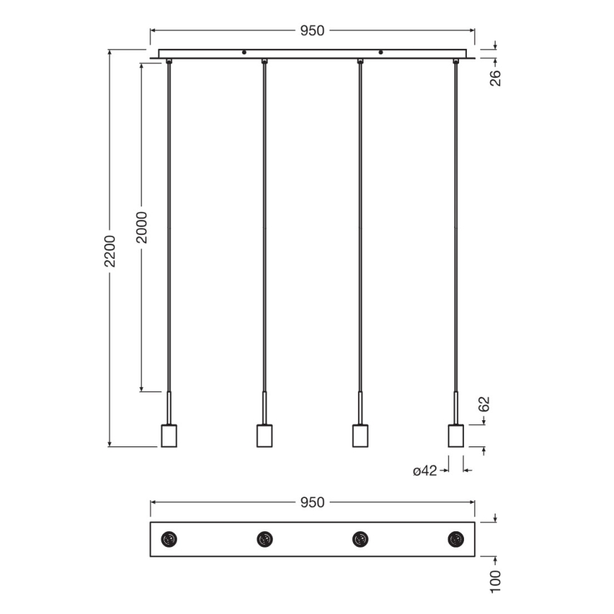 Osram - Kabel zasilający NEEDLE PENDANT 4xE27/25W/230V beżowy