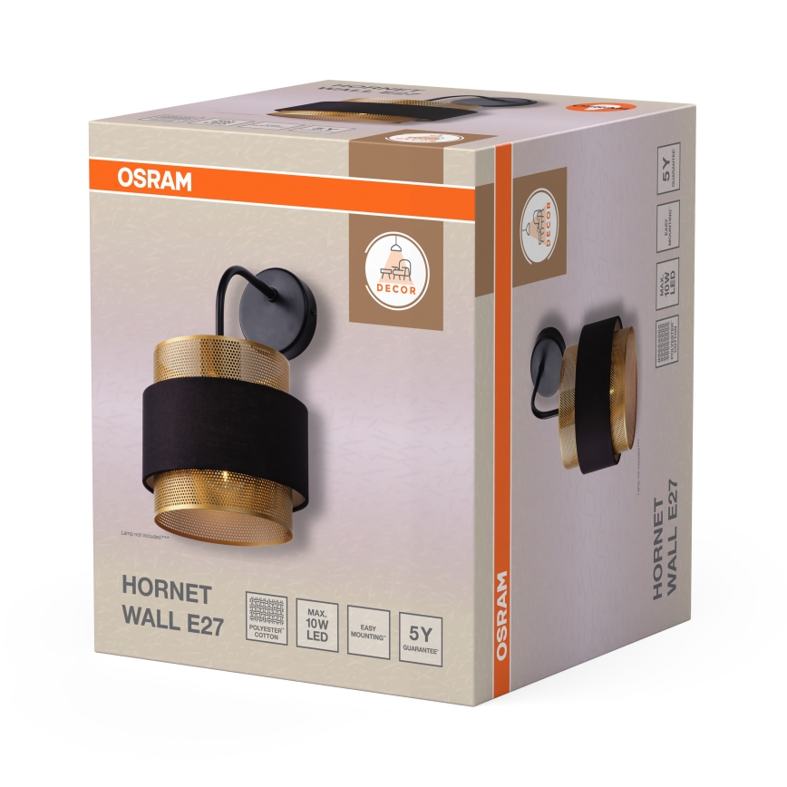 Osram - Kinkiet DECOR HORNET 1xE27/10W/230V czarny/złoty