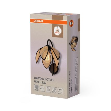 Osram - Kinkiet DECOR RATTAN 1xE27/15W/230V beżowy/czarny