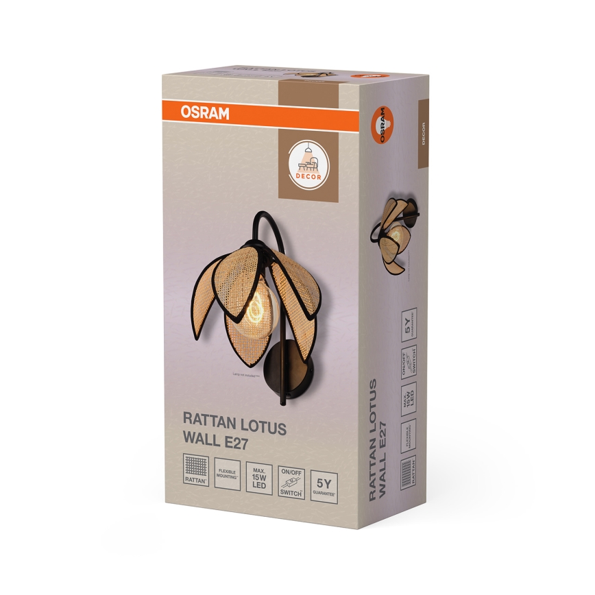 Osram - Kinkiet DECOR RATTAN 1xE27/15W/230V beżowy/czarny