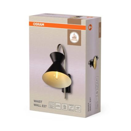 Osram - Kinkiet DECOR WAIST 1xE27/40W/230V czarny
