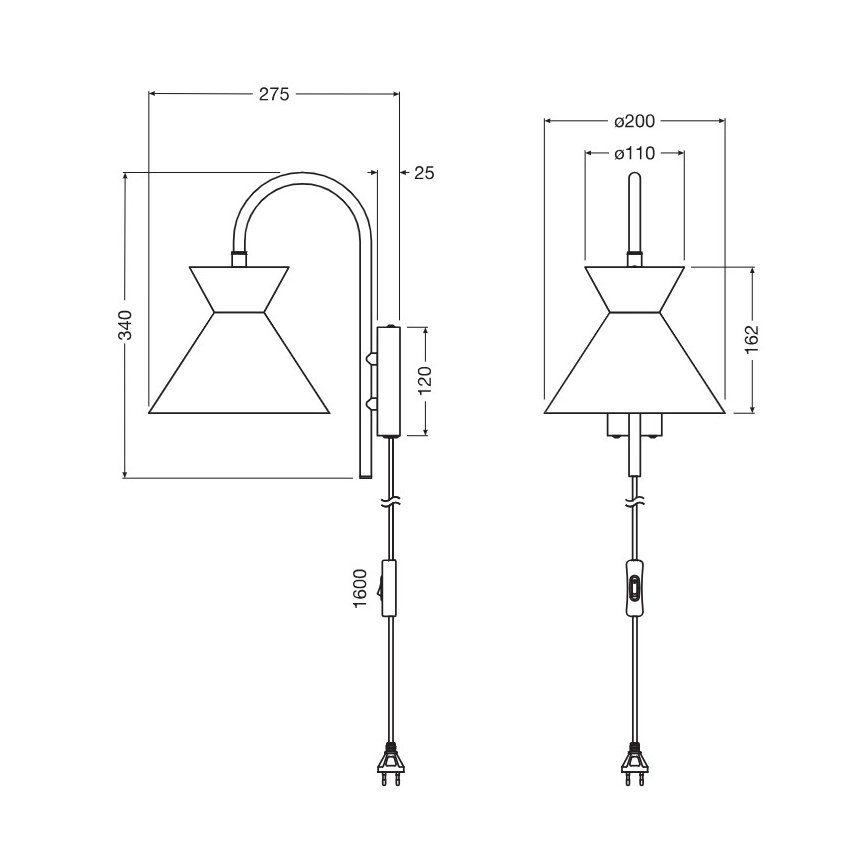 Osram - Kinkiet DECOR WAIST 1xE27/40W/230V czarny