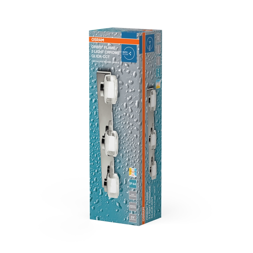 Osram - LED kinkiet łazienkowy ORBIS FLAME 3xLED/5,5W/230V 3000/4000K IP44 błyszczący chrom