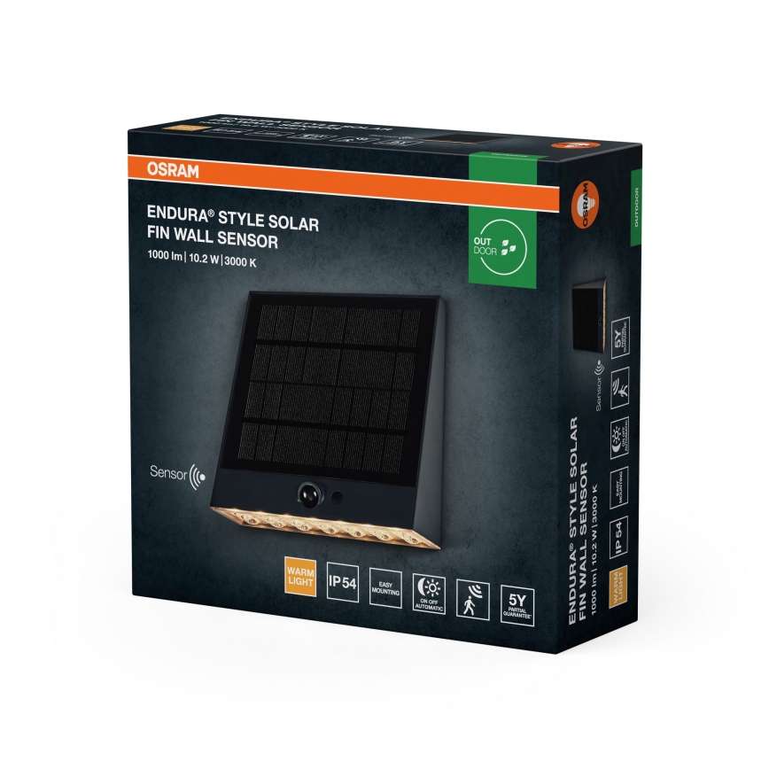 Osram - LED solarna oprawa ścienna z czujnikiem ENDURA STYLE, LED 10,2 W / 4,2 V, akumulator 2000 mAh, IP54, antracyt