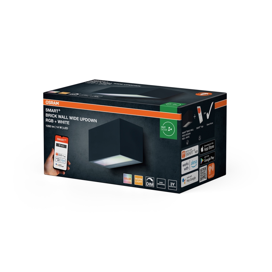 Osram - LED RGBW ściemnialny zewnętrzny kinkiet SMART+ BRICK LED/14W/230V IP44 Wi-Fi