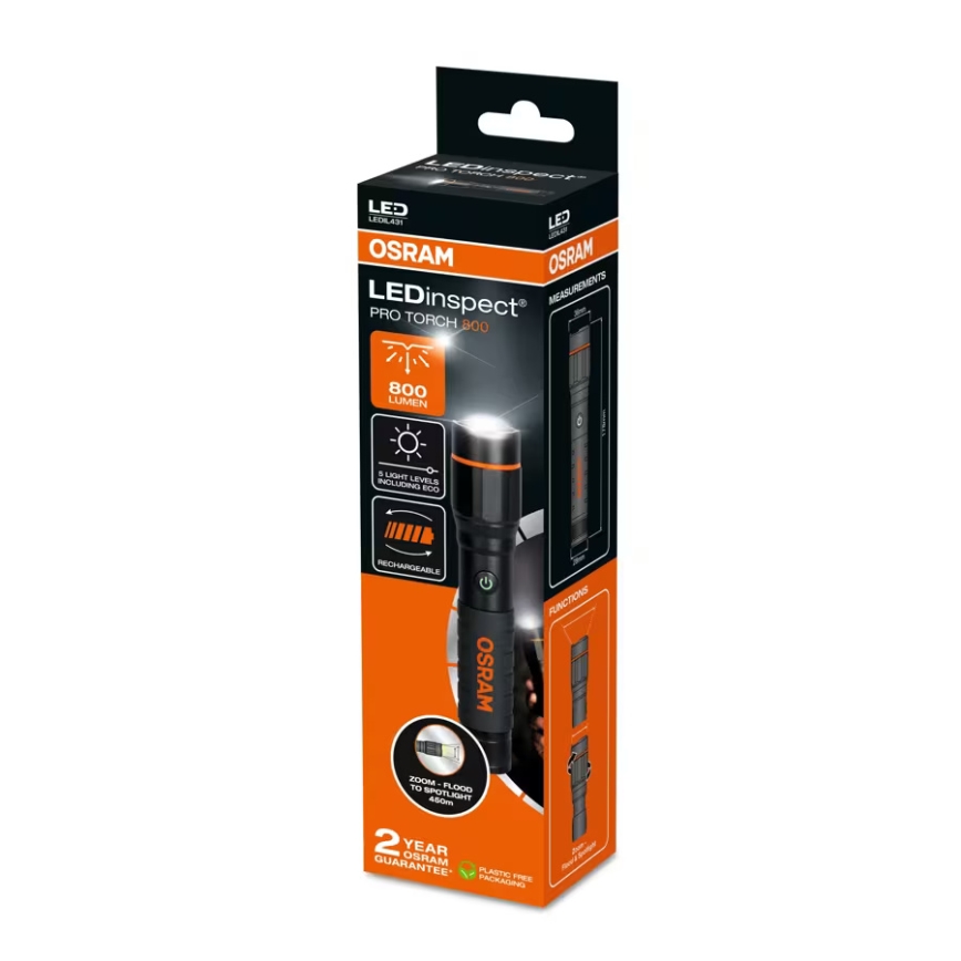 Osram - ściemnialna ładowalna latarka LED LEDINSPECT PRO TORCH 800 LED/8W/3,7V 2200 mAh IP44