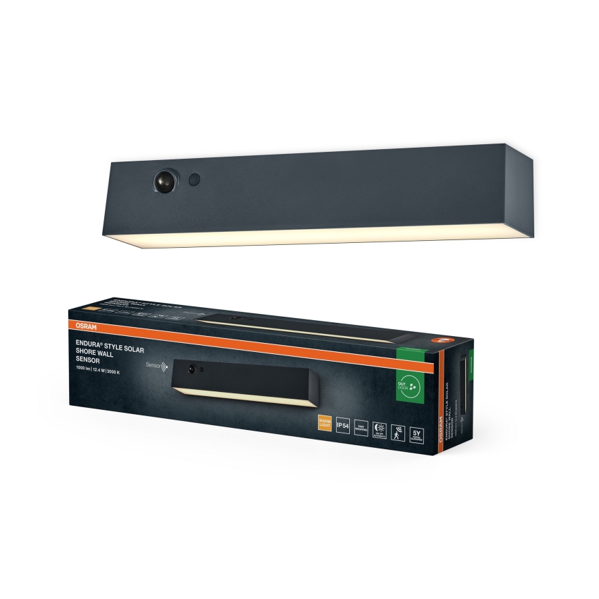Osram - solarny kinkiet LED z czujnikiem ENDURA STYLE LED/12,4W/4,2V 2000 mAh IP54 antracyt