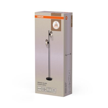 Osram - Lampa stojąca DECOR SMOKE 2xE14/12W/230V czarna/dymnoszara