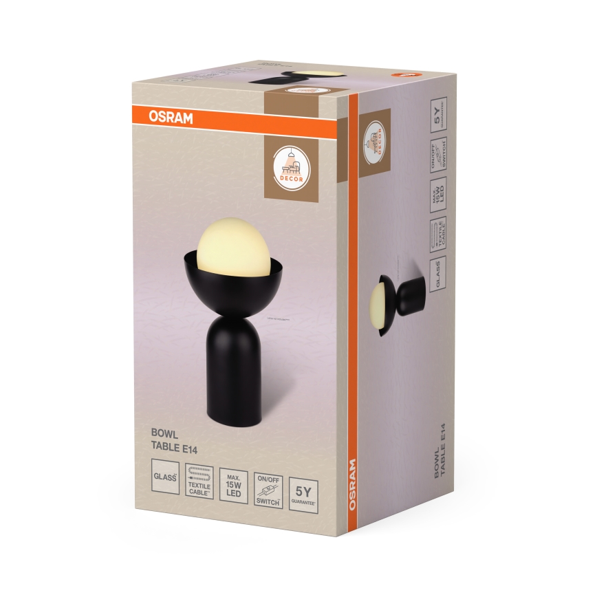 Osram - Lampa stołowa DECOR BOWL 1xE14/25W/230V czarna