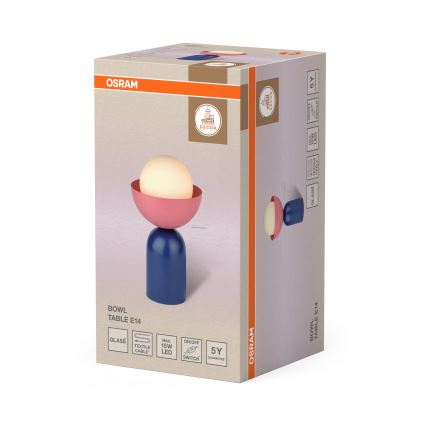 Osram - Lampa stołowa DECOR BOWL 1xE14/25W/230V niebieska/różowa