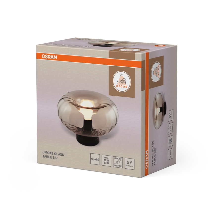 Osram - Lampa stołowa DECOR SMOKE 1xE27/12W/230V czarna/dymnoszara