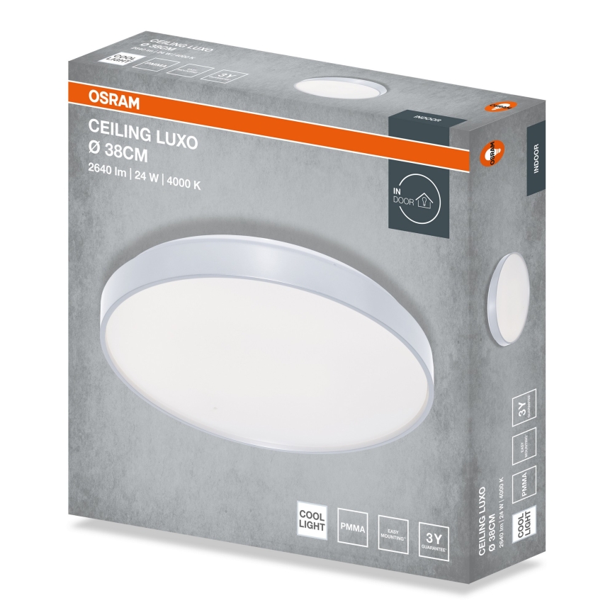 Osram - Lampa sufitowa LED CEILING LUXO LED/24W/230V średnica 38 cm srebrna