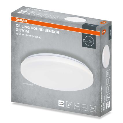Osram - LED plafon z czujnikiem zmierzchu CEILING ROUND LED/24W/230V 4000K Ø 37 cm biały