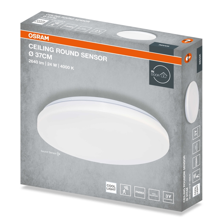 Osram - LED plafon z czujnikiem zmierzchu CEILING ROUND LED/24W/230V 4000K Ø 37 cm biały